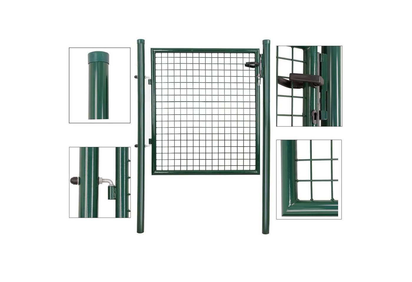 SONGMICS Gartentor Gartentür abschließbar, verzinkter Stahl, robust und langlebig, Tür 87 x 90 cm, rundes Rohr – Bild 4 von 5