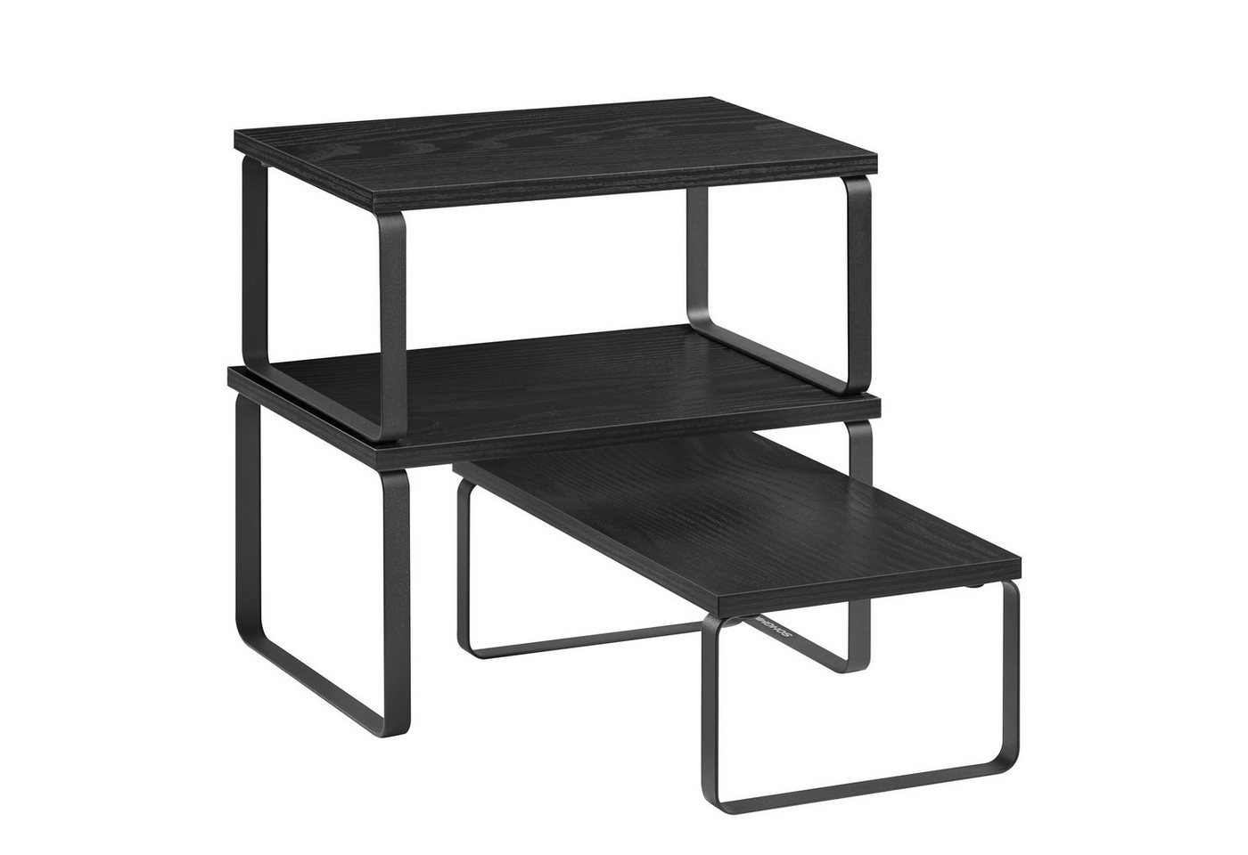 SONGMICS Gewürzregal Küchen-Organizer, Küchenregal, Schrank-Organizer Küche, kleines Regal, 3-tlg., erweiterbar, stapelbar, Metall und Holzwerkstoff – Bild 2 von 5