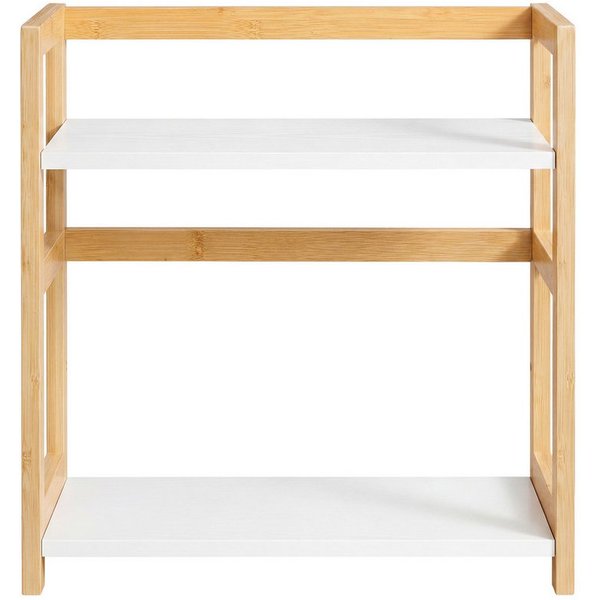 SONGMICS Gewürzregal Küchenregal, Aufbewahrungsregal, für Arbeitsplatte, Bambusgestell, mit 2 Ebenen, für Küche, Esszimmer, Büro