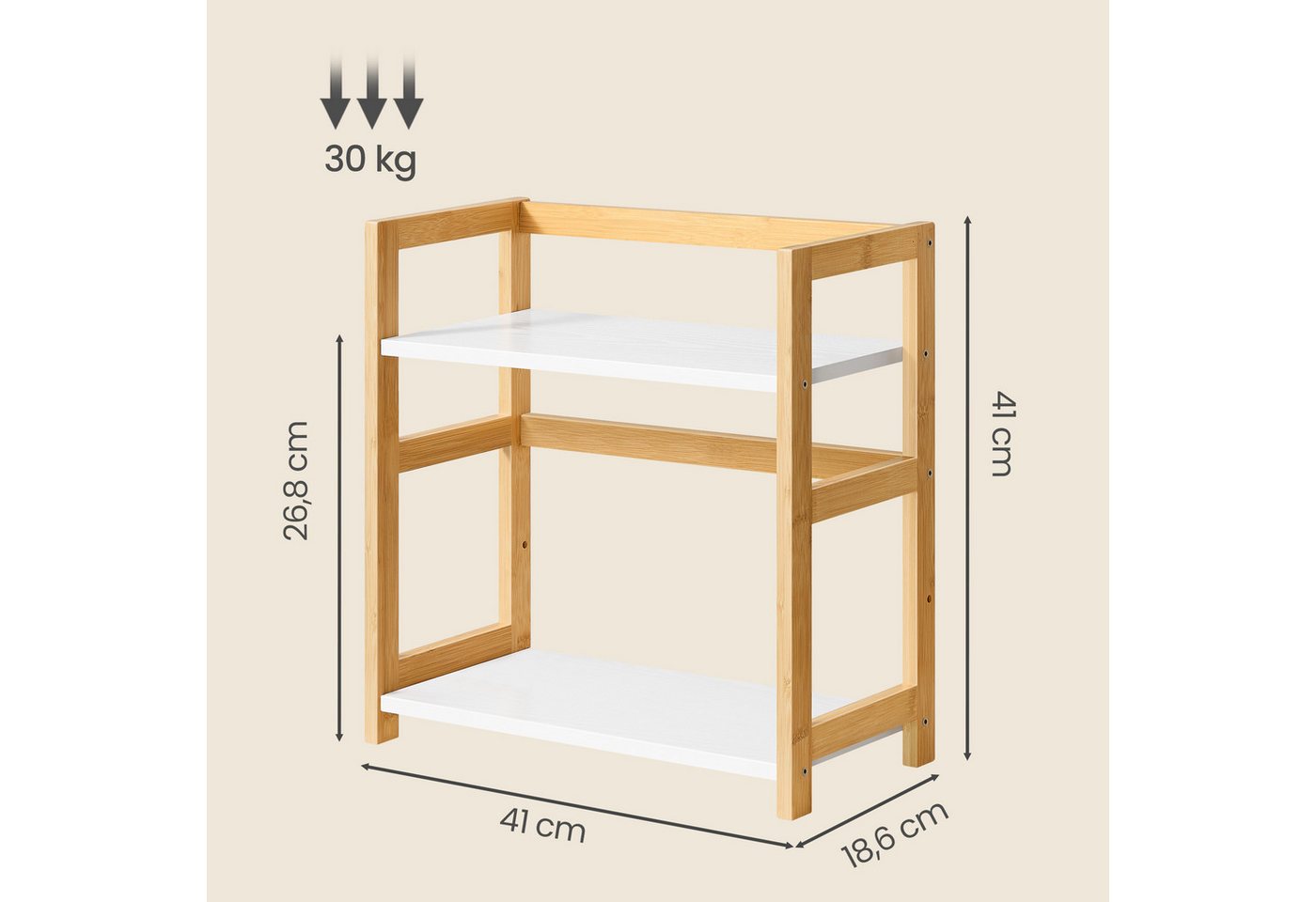 SONGMICS Gewürzregal Küchenregal, Aufbewahrungsregal, für Arbeitsplatte, Bambusgestell, mit 2 Ebenen, für Küche, Esszimmer, Büro – Bild 3 von 5