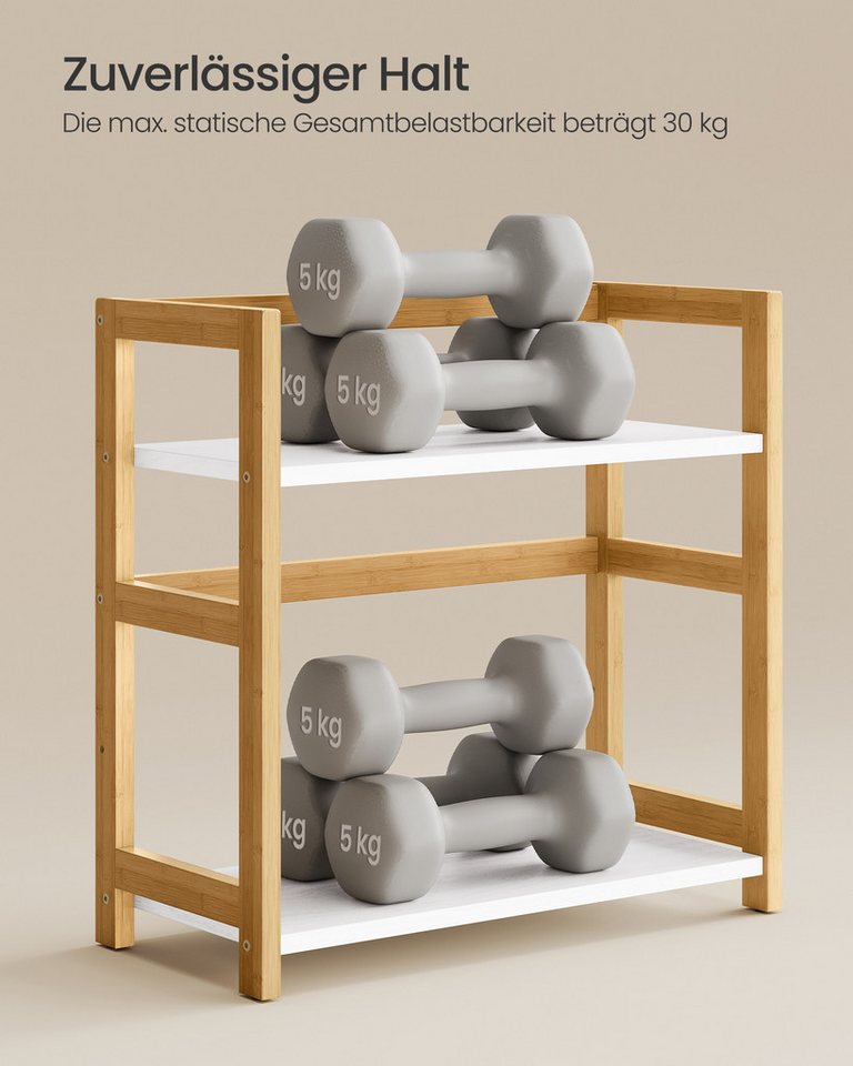 SONGMICS Gewürzregal Küchenregal, Aufbewahrungsregal, für Arbeitsplatte, Bambusgestell, mit 2 Ebenen, für Küche, Esszimmer, Büro – Bild 5 von 5