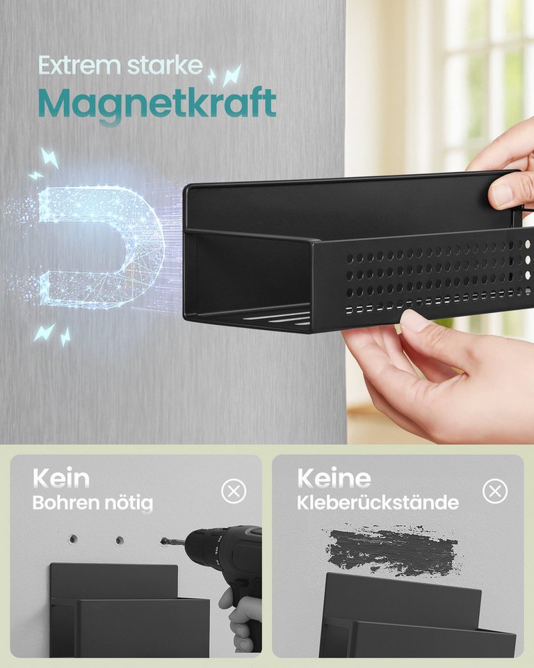 SONGMICS Gewürzregal magnetisch, Gewürzregal magnetisch, 4er Set, 2 große und 2 kleine Regale – Bild 3 von 5