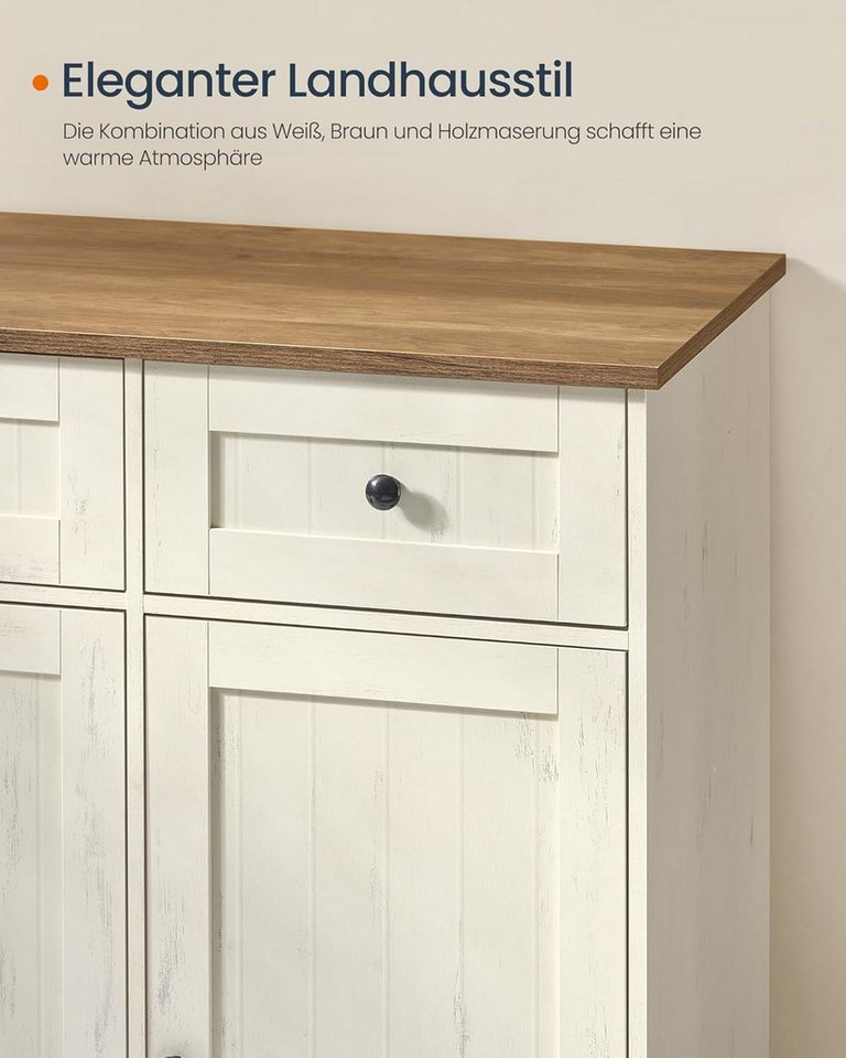SONGMICS HOME Buffet Toolless-Technologie, Küchenschrank, Buffetschrank, 39 x 140 x 81,3 cm schnelle werkzeuglose Montage, mit Arbeitsplatte, verstellbare Ablag – Bild 5 von 5
