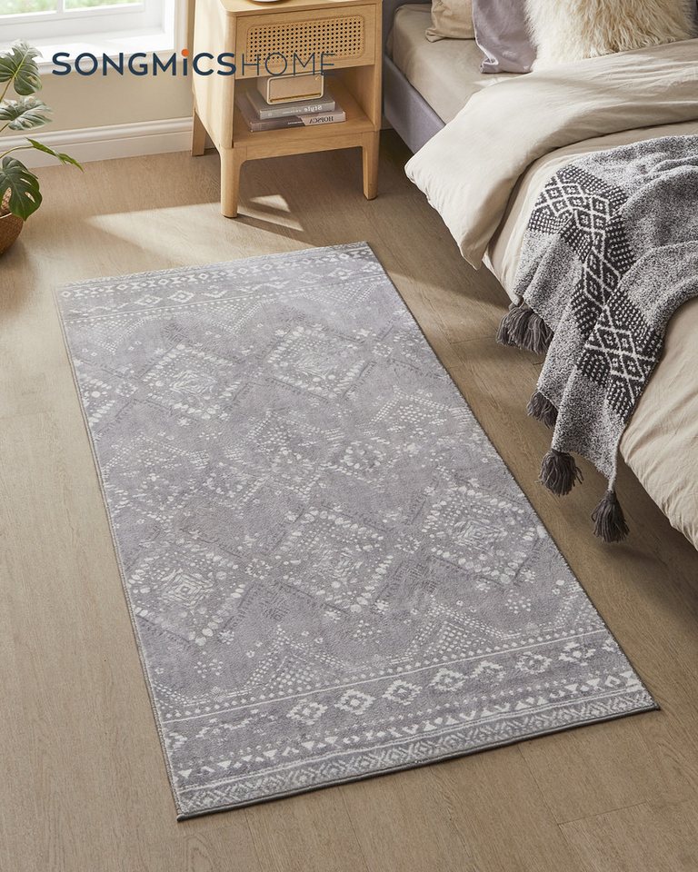 SONGMICS HOME Designteppich Wohnzimmerteppich, für Wohnzimmer, Schlafzimmer, maschinenwaschbar, Höhe: 10 mm, 80 x 150 cm, Rutschfester Teppich, flauschig, Dekor – Bild 2 von 5