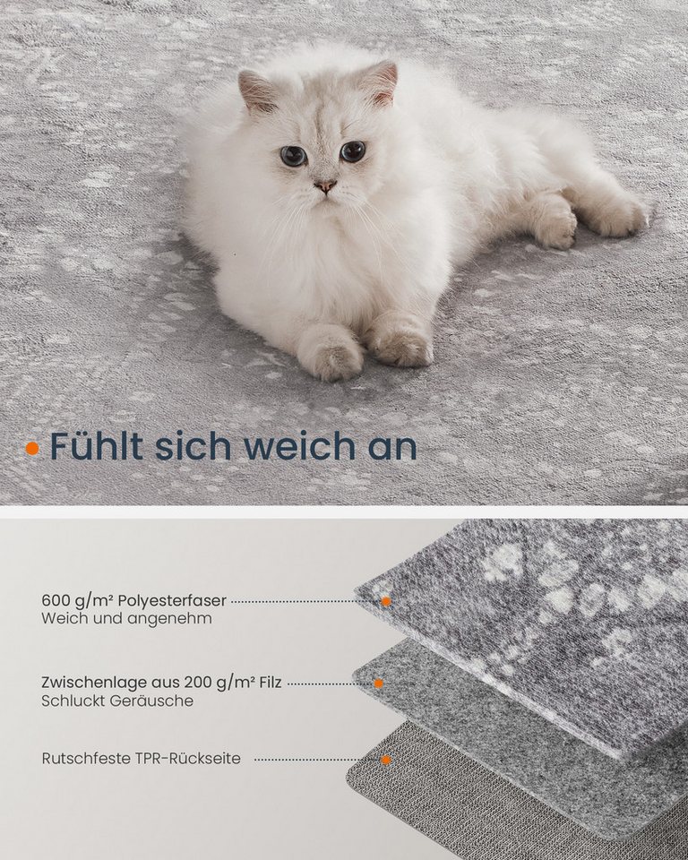 SONGMICS HOME Designteppich Wohnzimmerteppich, für Wohnzimmer, Schlafzimmer, maschinenwaschbar, Höhe: 10 mm, 80 x 150 cm, Rutschfester Teppich, flauschig, Dekor – Bild 3 von 5