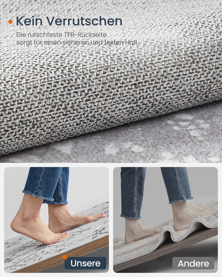 SONGMICS HOME Designteppich Wohnzimmerteppich, für Wohnzimmer, Schlafzimmer, maschinenwaschbar, Höhe: 10 mm, 80 x 150 cm, Rutschfester Teppich, flauschig, Dekor – Bild 4 von 5