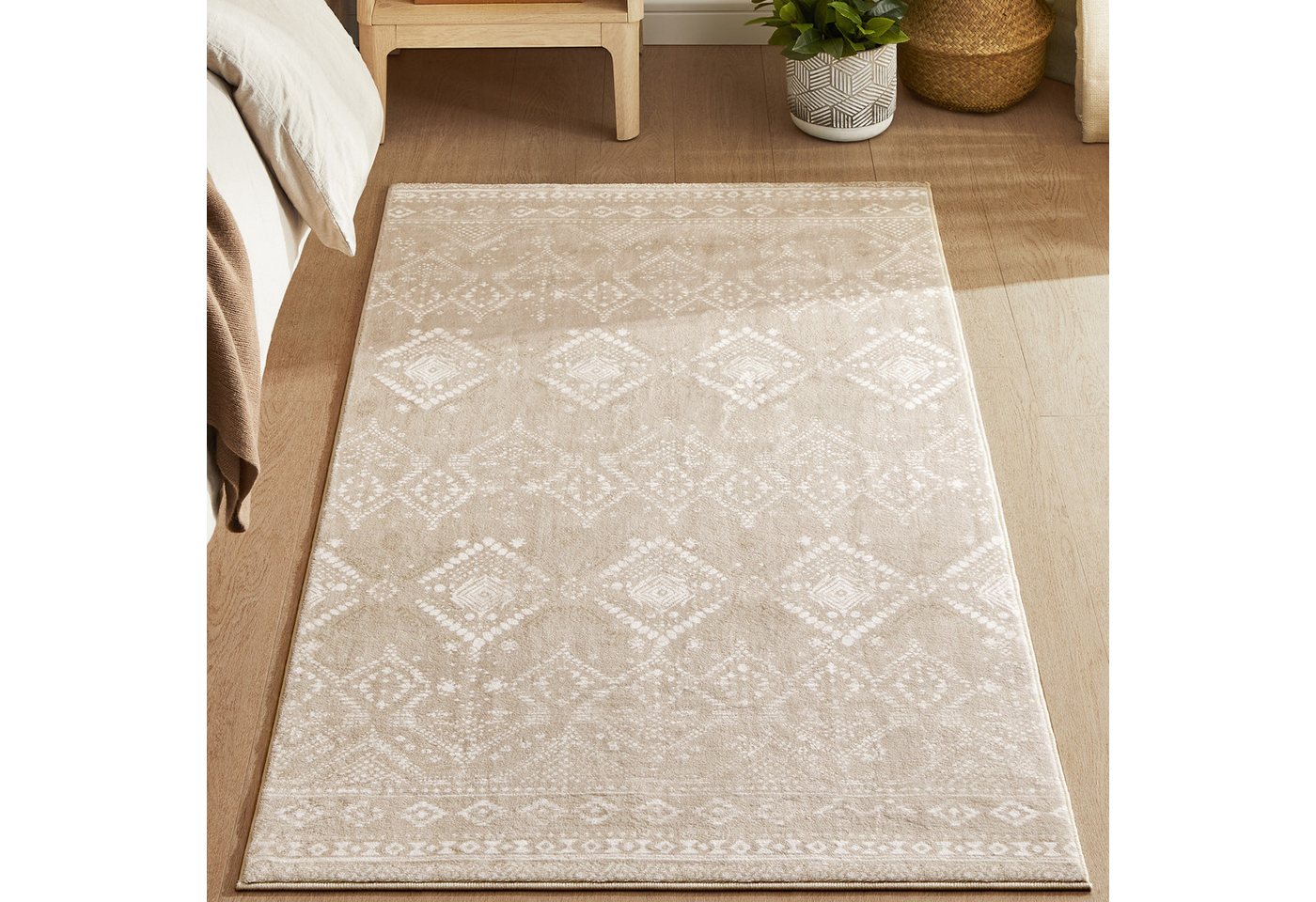 SONGMICS HOME Designteppich Wohnzimmerteppich, für Wohnzimmer, Schlafzimmer, maschinenwaschbar, Höhe: 10 mm, 80 x 150 cm, Rutschfester Teppich, flauschig, Dekor – Bild 2 von 5