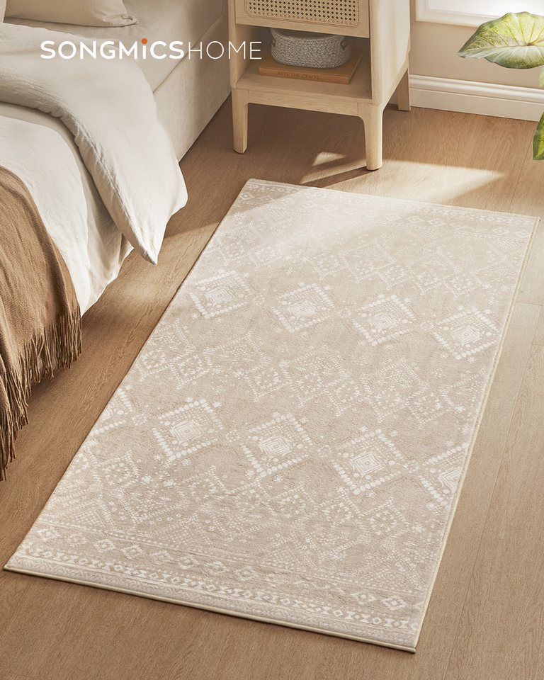 SONGMICS HOME Designteppich Wohnzimmerteppich, für Wohnzimmer, Schlafzimmer, maschinenwaschbar, Höhe: 10 mm, 80 x 150 cm, Rutschfester Teppich, flauschig, Dekor – Bild 3 von 5