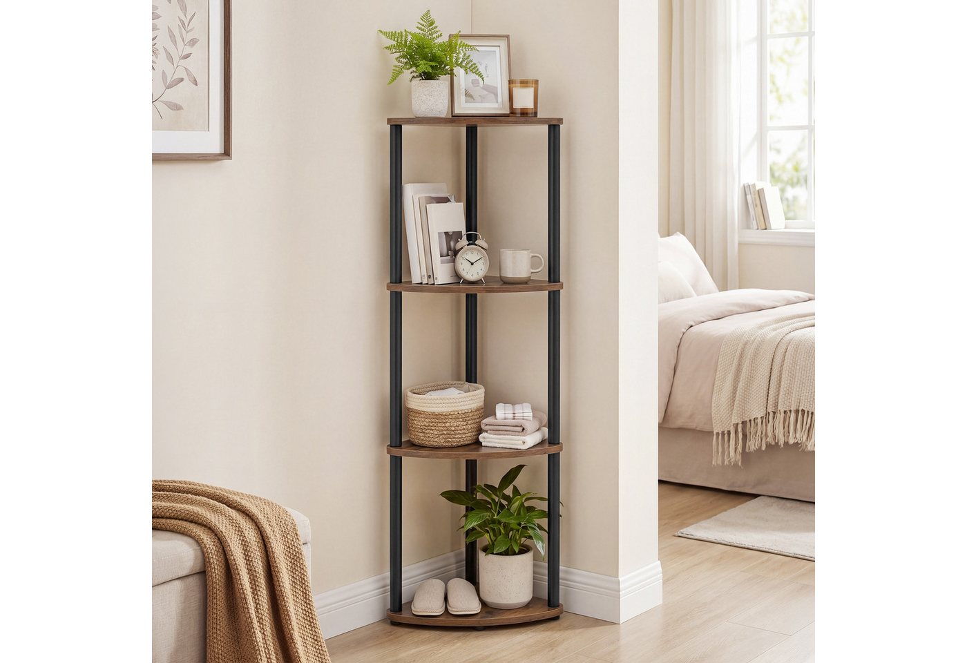 SONGMICS HOME Eckregal Standregal, werkzeuglose Montage, Wohnzimmer, Schlafzimmer, Küche, Eckregal mit 5 Ebenen, Regal, 38,3 x 27 x 139 cm – Bild 2 von 5