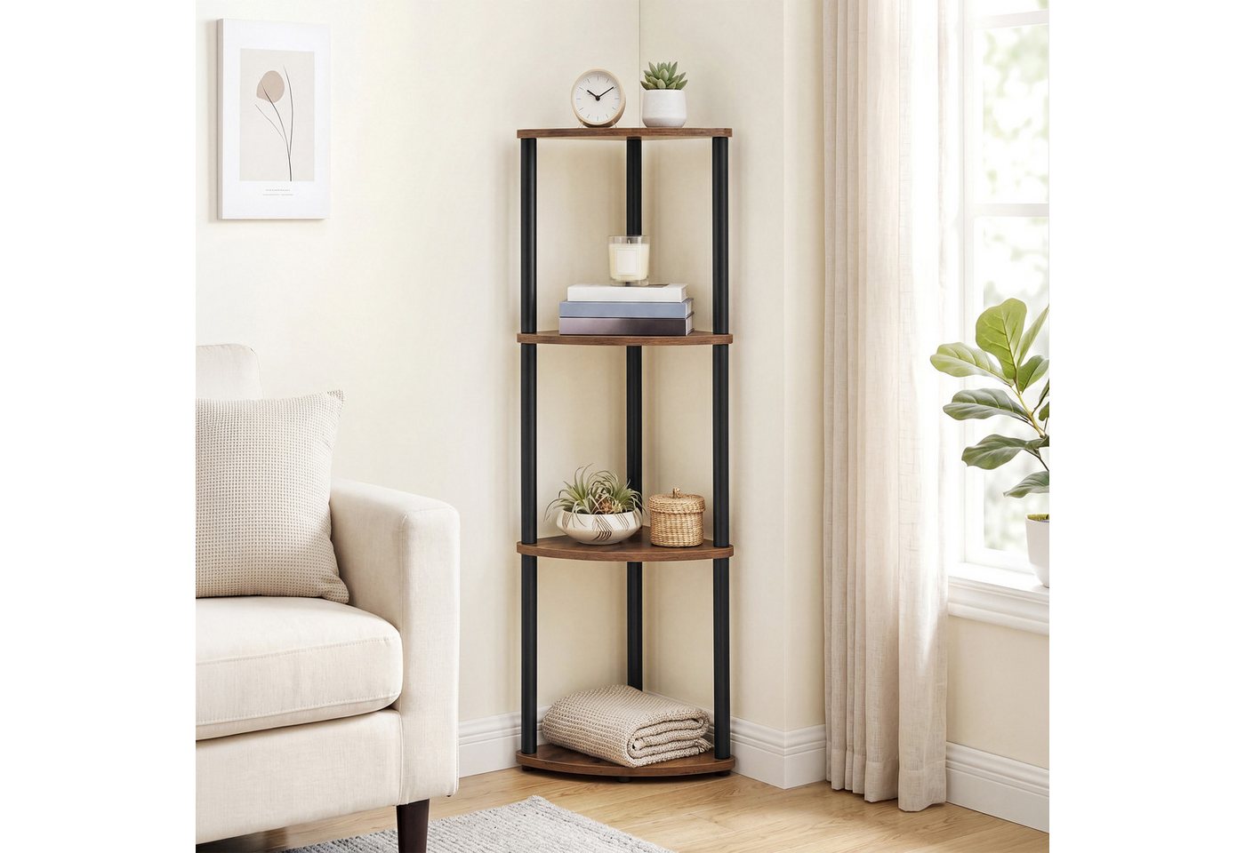 SONGMICS HOME Eckregal Standregal, werkzeuglose Montage, Wohnzimmer, Schlafzimmer, Küche, Eckregal mit 5 Ebenen, Regal, 38,3 x 27 x 139 cm – Bild 3 von 5