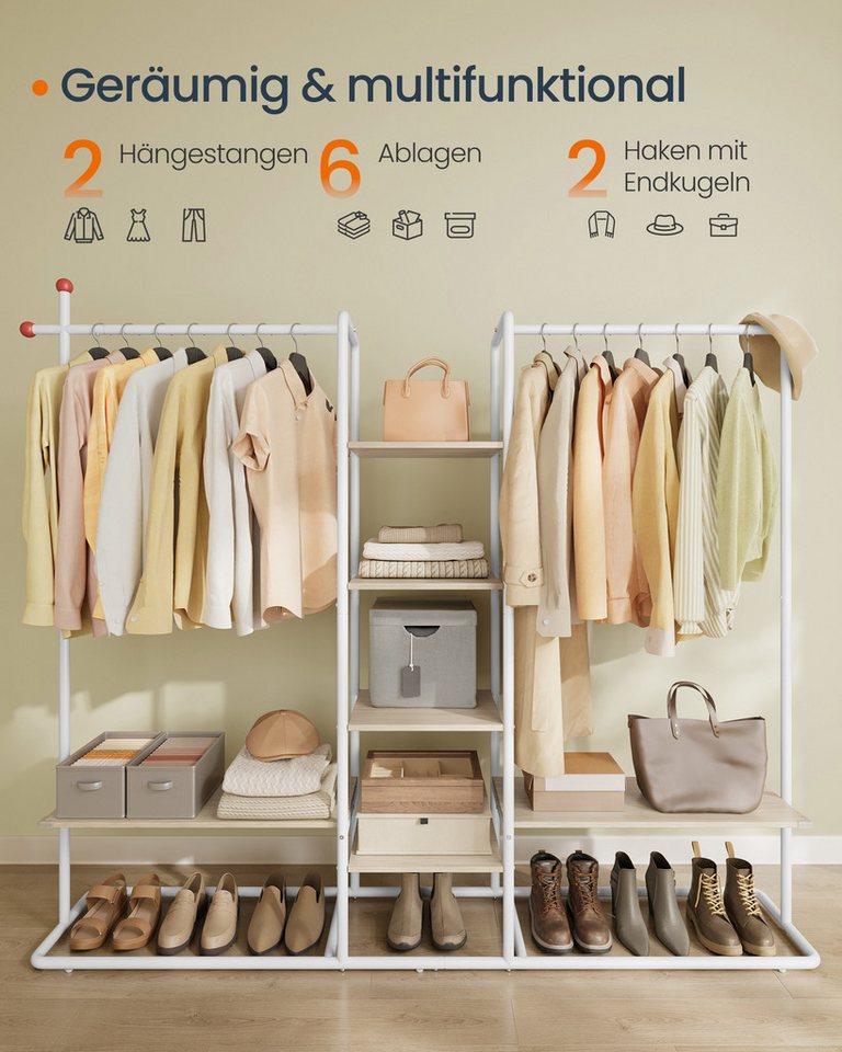SONGMICS HOME Kleiderständer, Garderobenständer, offener Kleiderschrank, Haken in Streichholz-Form – Bild 4 von 5