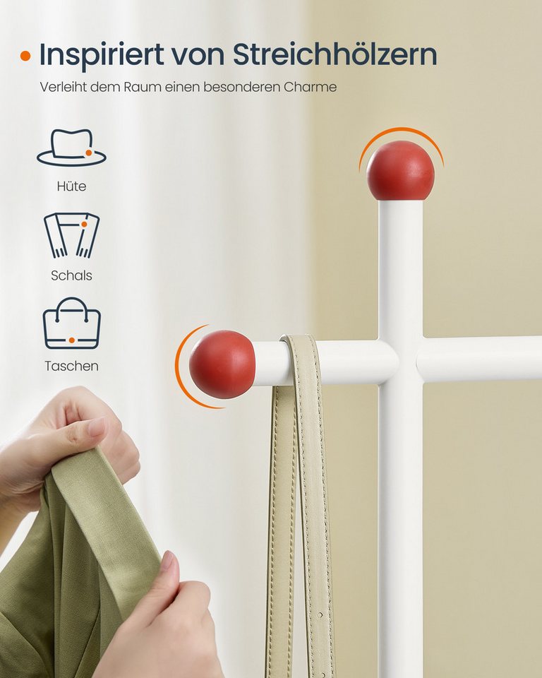 SONGMICS HOME Kleiderständer, Garderobenständer, offener Kleiderschrank, Haken in Streichholz-Form – Bild 5 von 5