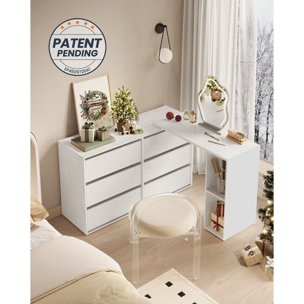 SONGMICS HOME Kommode Schminktisch Kommode mit Regal, für Schlafzimmer, Arbeitszimmer, superschnelle Montage, Schrank