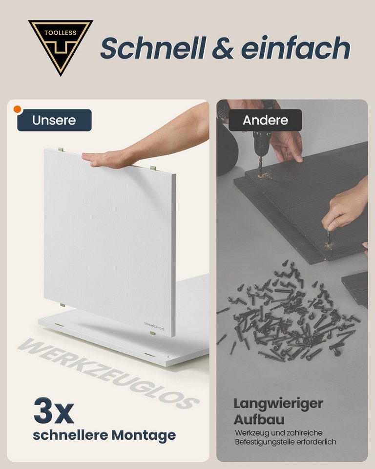 SONGMICS HOME Kommode Schminktisch Kommode mit Regal, für Schlafzimmer, Arbeitszimmer, superschnelle Montage, Schrank – Bild 2 von 5