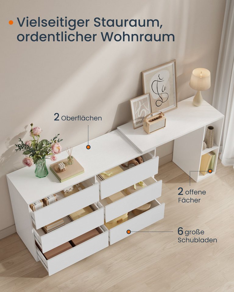 SONGMICS HOME Kommode Schminktisch Kommode mit Regal, für Schlafzimmer, Arbeitszimmer, superschnelle Montage, Schrank – Bild 5 von 5
