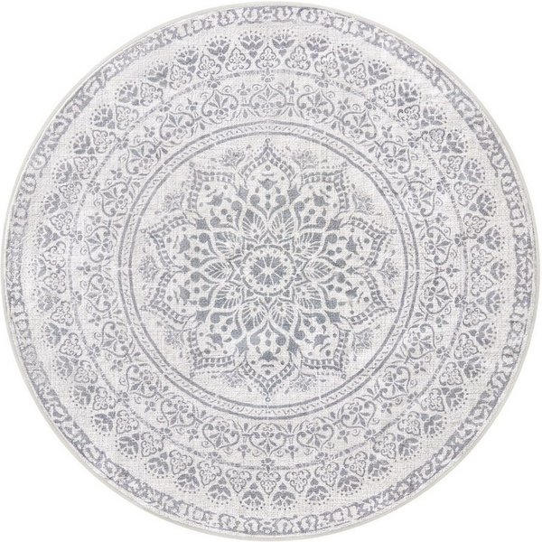 SONGMICS HOME Teppich rund, Wohnzimmerteppich, rutschfester, für Wohnzimmer, Schlafzimmer, 120 cm d, flauschig, Dekoration, maschinenwaschbar, Boho-Stil