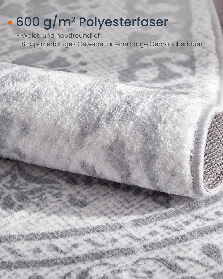 SONGMICS HOME Teppich rund, Wohnzimmerteppich, rutschfester, für Wohnzimmer, Schlafzimmer, 120 cm d, flauschig, Dekoration, maschinenwaschbar, Boho-Stil – Bild 4 von 5