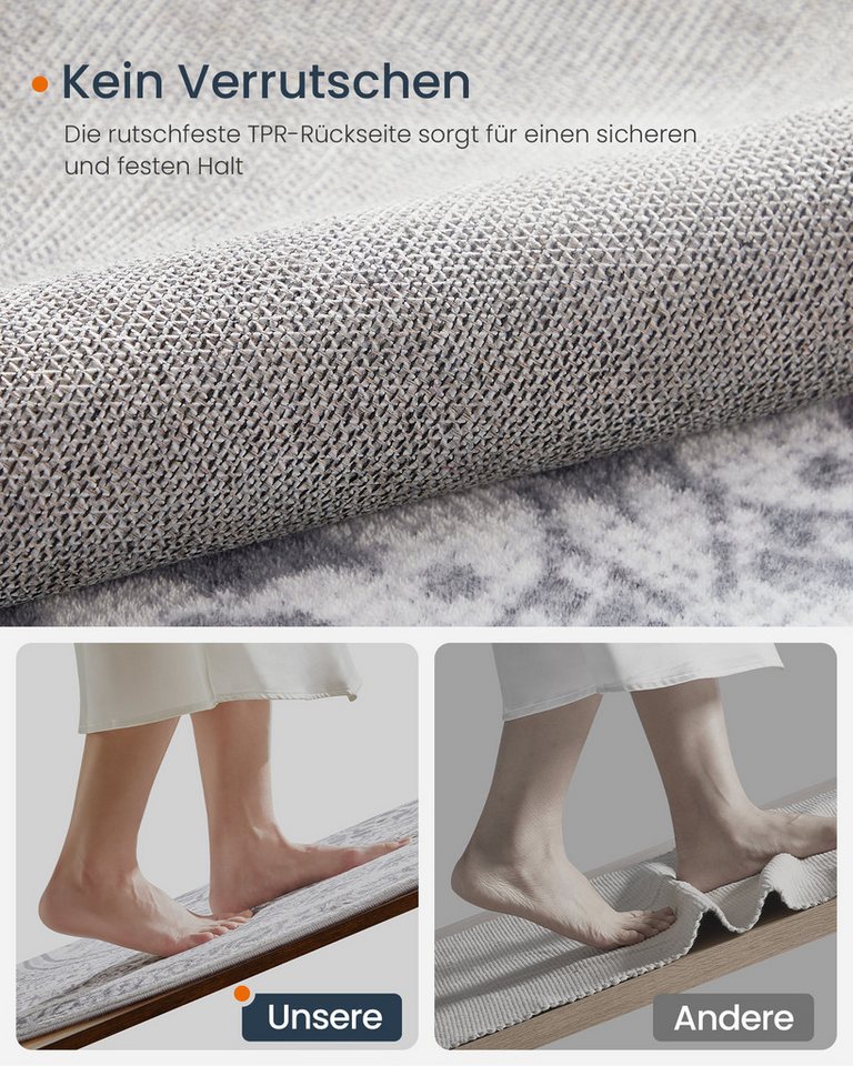 SONGMICS HOME Teppich rund, Wohnzimmerteppich, rutschfester, für Wohnzimmer, Schlafzimmer, 120 cm d, flauschig, Dekoration, maschinenwaschbar, Boho-Stil – Bild 5 von 5