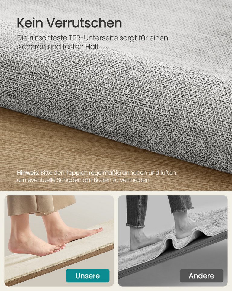SONGMICS HOME Teppich Wohnzimmerteppich, Rutschfester Teppich, für Wohnzimmer, Schlafzimmer, Rechteck, 120 x 170 cm, Dekoration, maschinenwaschbar, Super Soft,  – Bild 5 von 5
