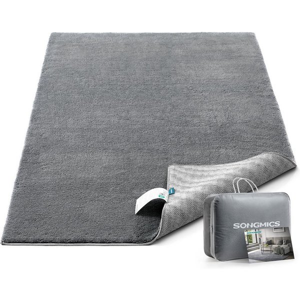 SONGMICS HOME Teppich Wohnzimmerteppich, Rutschfester Teppich, für Wohnzimmer, Schlafzimmer, Rechteck, 80 x 150 cm, maschinenwaschbar, Super Soft, modern, Taube
