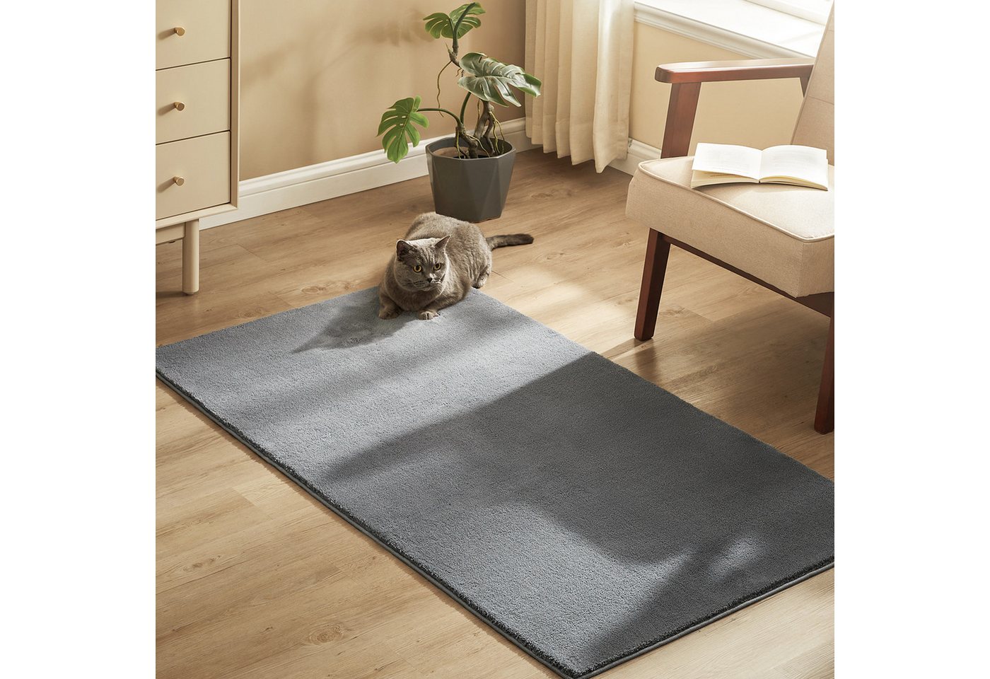 SONGMICS HOME Teppich Wohnzimmerteppich, Rutschfester Teppich, für Wohnzimmer, Schlafzimmer, Rechteck, 80 x 150 cm, maschinenwaschbar, Super Soft, modern, Taube – Bild 2 von 5