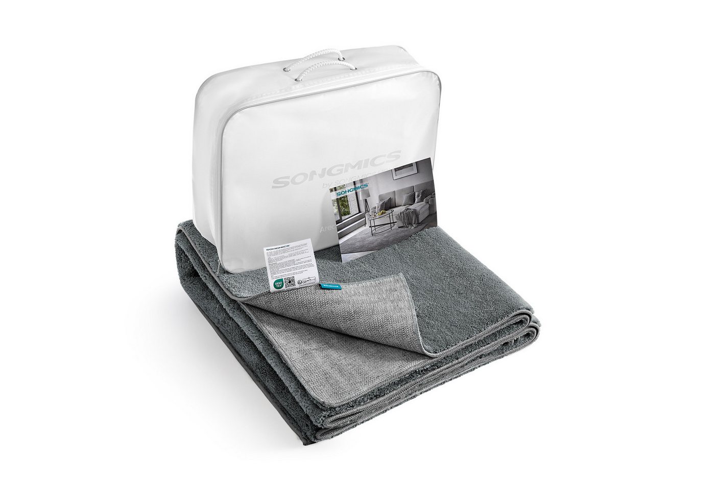 SONGMICS HOME Teppich Wohnzimmerteppich, Rutschfester Teppich, für Wohnzimmer, Schlafzimmer, Rechteck, 80 x 150 cm, maschinenwaschbar, Super Soft, modern, Taube – Bild 3 von 5