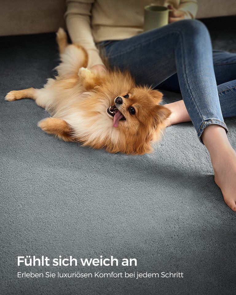 SONGMICS HOME Teppich Wohnzimmerteppich, Rutschfester Teppich, für Wohnzimmer, Schlafzimmer, Rechteck, 80 x 150 cm, maschinenwaschbar, Super Soft, modern, Taube – Bild 4 von 5