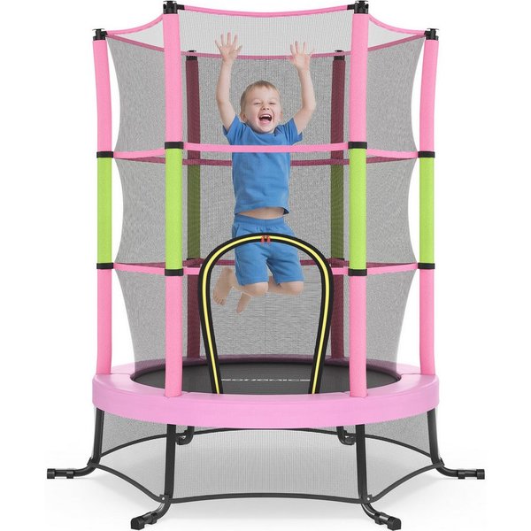 SONGMICS Kindertrampolin 174 cm Kindertrampolin mit Sicherheitsnetz, Randabdeckung, Stahlrahmen, Mini-Trampolin Fitness, Gartentrampolin, für indoor und outdoor