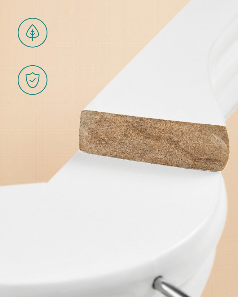 SONGMICS Kleiderbügel Holz, Bügel aus Massivholz, 360° drehbarer Haken, für Anzüge, Hemden, (20-tlg), Einkerbungen im Schulterbereich, rutschfester Hosensteg – Bild 3 von 5