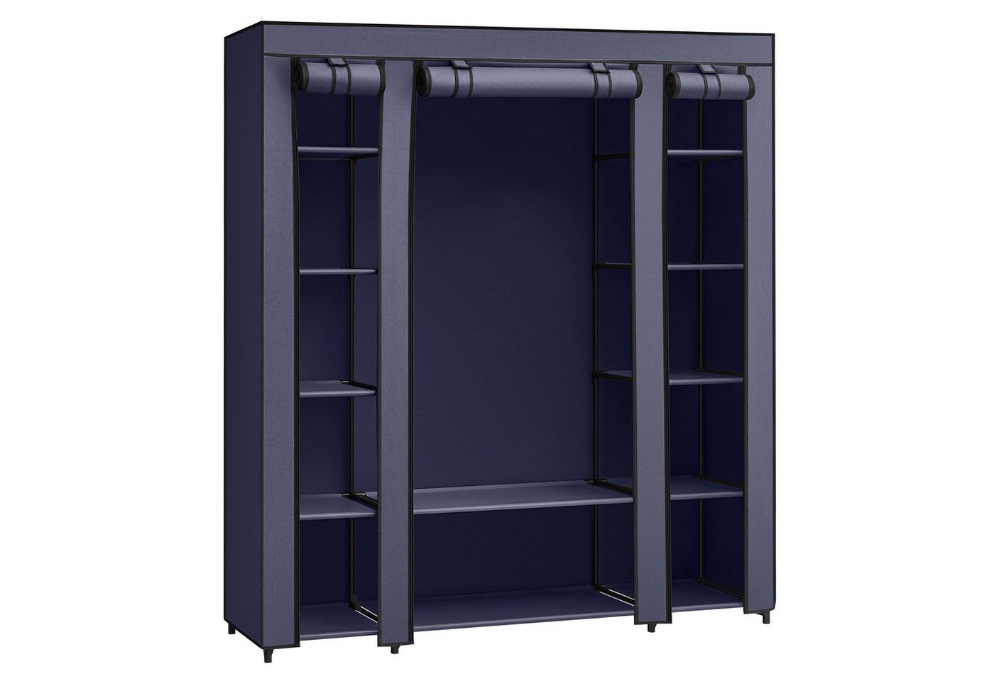 SONGMICS Kleiderschrank Stoffschrank, mit Überzug aus Vliesstoff,Faltschrank mit Kleiderstange 45 x 150 x 175 cm, 12 Ablagen, Metallrahmen, Schrank fürs Schlafz – Bild 2 von 5