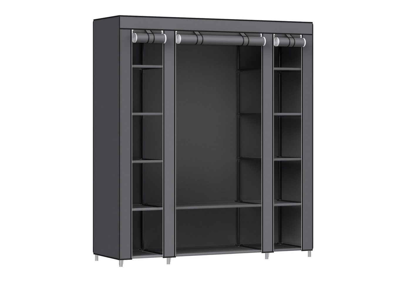SONGMICS Kleiderschrank Stoffschrank, mit Überzug aus Vliesstoff,Faltschrank mit Kleiderstange 45 x 150 x 175 cm, 12 Ablagen, Metallrahmen, Schrank fürs Schlafz – Bild 2 von 5