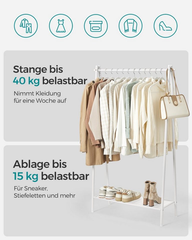 SONGMICS Kleiderständer Garderobenständer, 33,5 x 92,5 x 153 cm, für Schlafzimmer, Ankleidezimmer, Kleiderstange – Bild 3 von 5