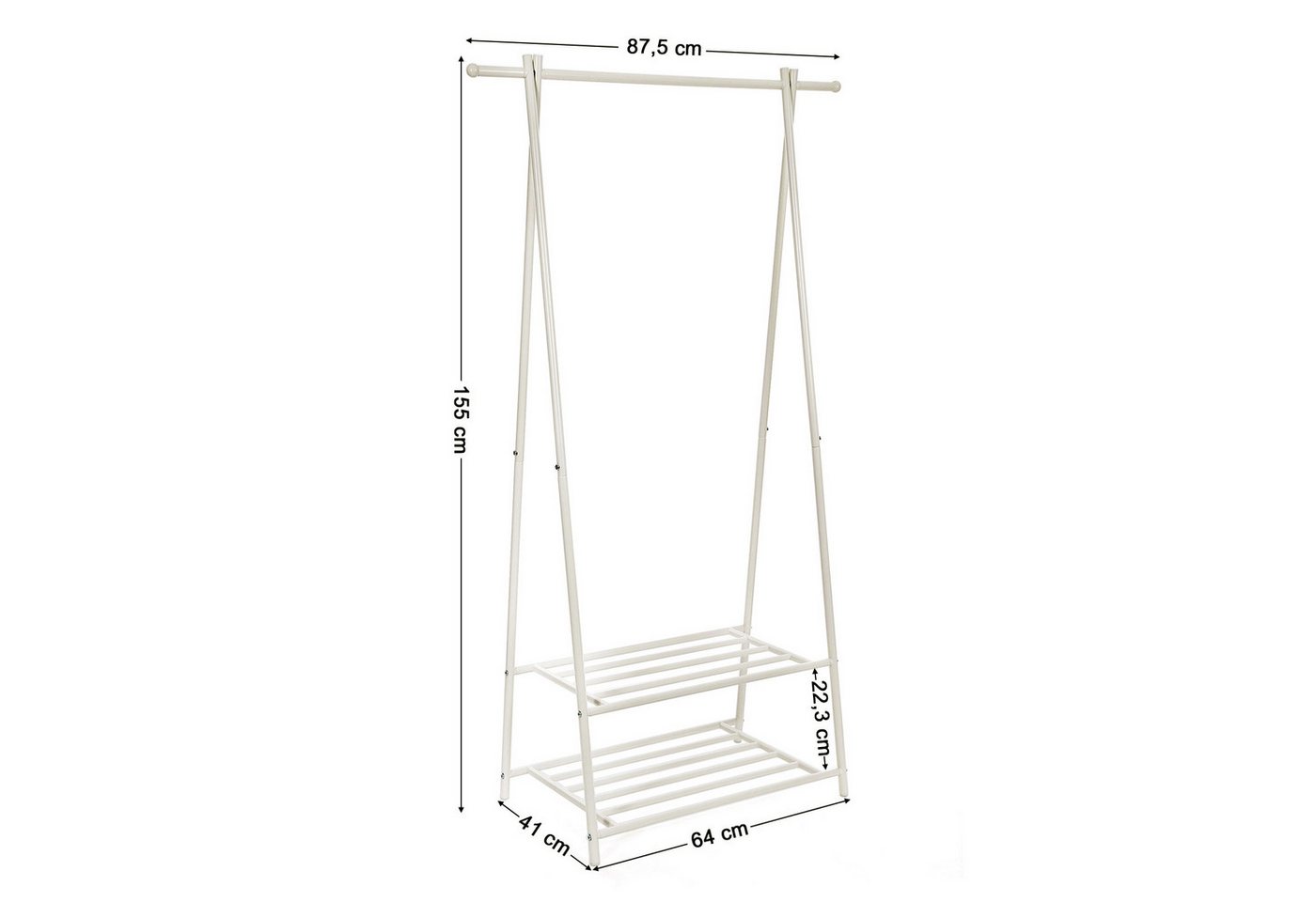 SONGMICS Kleiderständer Garderobenständer, Garderobe, Metallgestell, platzsparend, 2 Ablagen für Schuhe und Boxen – Bild 3 von 5