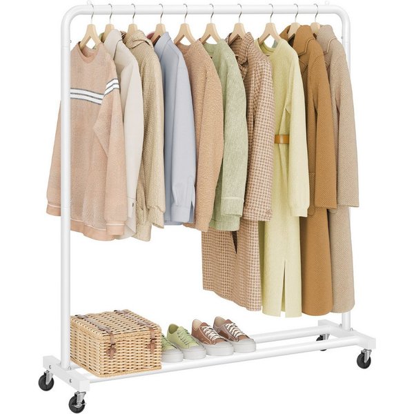 SONGMICS Kleiderständer Kleiderstange, Garderobenständer, mit 2 Rollen mit Bremse, bis 50/90 kg Belastbar