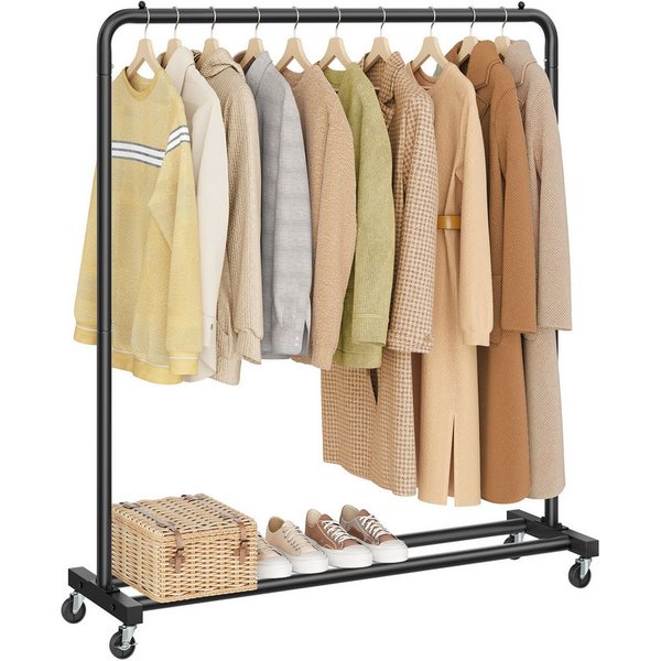 SONGMICS Kleiderständer Kleiderstange, Garderobenständer, mit 2 Rollen mit Bremse, bis 50/90 kg Belastbar