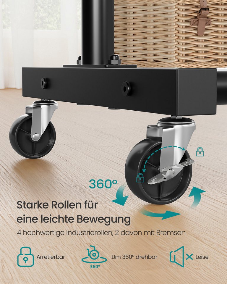 SONGMICS Kleiderständer Kleiderstange, Garderobenständer, mit 2 Rollen mit Bremse, bis 50/90 kg Belastbar – Bild 5 von 5