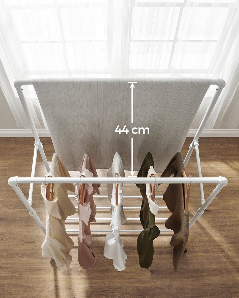 SONGMICS Kleiderständer Kleiderstange, Garderobenständer, für Ankleidezimmer, 100x59x162 cm, mit 2 Kleiderstangen und Ablage, Rollen, bis 90 kg belastbar, weiß – Bild 5 von 5