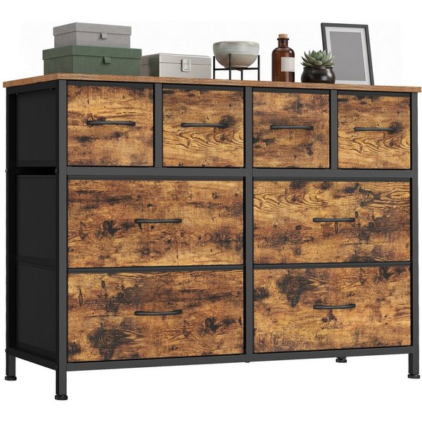 SONGMICS Kommode mit Stoffschubladen, für Schlafzimmer, Wohnzimmer, Flur, Aufbewahrungsschrank mit 8 Schubladen, 98,7 x 30 x 74,7 cm