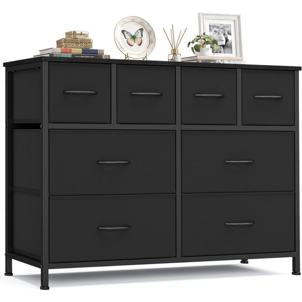 SONGMICS Kommode mit Stoffschubladen, für Schlafzimmer, Wohnzimmer, Flur, Aufbewahrungsschrank mit 8 Schubladen, 98,7 x 30 x 74,7 cm