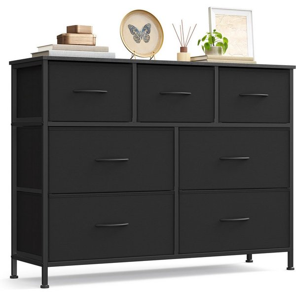 SONGMICS Kommode Schrank, Aufbewahrungsschrank, für Schlafzimmer, Flur, Wohnzimmer, Stahl, 7 Schubladen