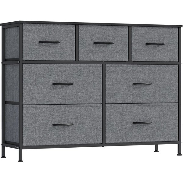 SONGMICS Kommode Schrank, Aufbewahrungsschrank, für Schlafzimmer, Flur, Wohnzimmer, Stahl, 7 Schubladen, modern