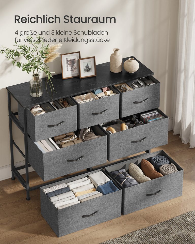 SONGMICS Kommode Schrank, Aufbewahrungsschrank, für Schlafzimmer, Flur, Wohnzimmer, Stahl, 7 Schubladen, modern – Bild 3 von 5