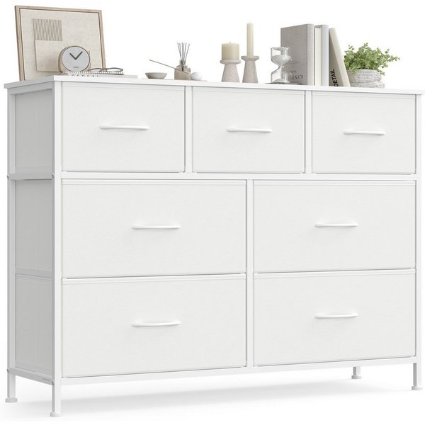 SONGMICS Kommode Schrank, Aufbewahrungsschrank, für Schlafzimmer, Flur, Wohnzimmer, Stahl, 7 Schubladen