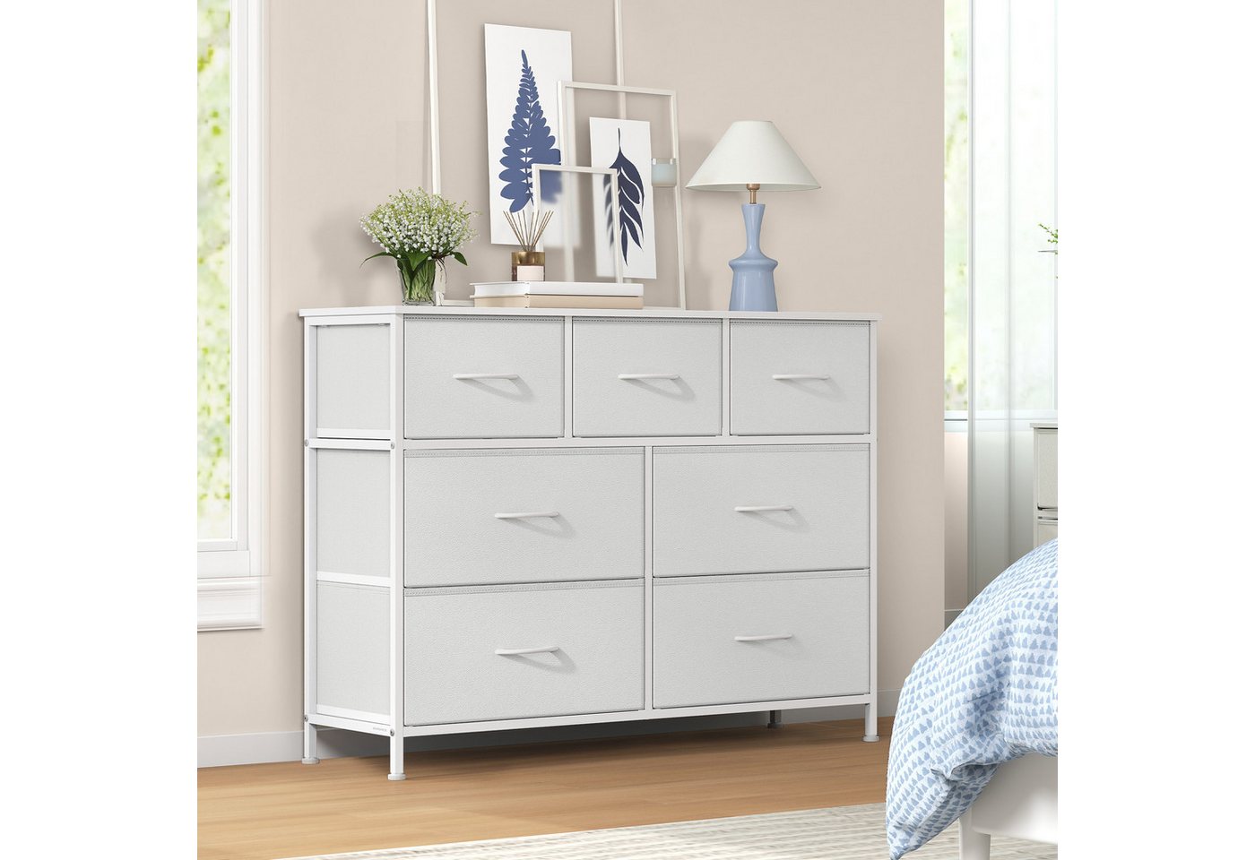 SONGMICS Kommode Schrank, Aufbewahrungsschrank, für Schlafzimmer, Flur, Wohnzimmer, Stahl, 7 Schubladen – Bild 2 von 5