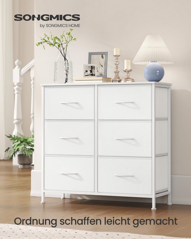 SONGMICS Kommode Schrank, Aufbewahrungsschrank, für Schlafzimmer, Flur, Wohnzimmer, Stahl, 6 Schubladen – Bild 2 von 5