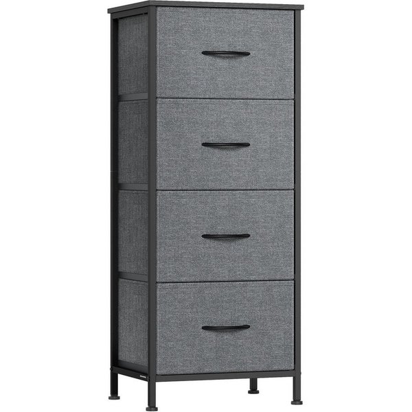 SONGMICS Kommode Schrank, Aufbewahrungsschrank, für Schlafzimmer, Flur, Wohnzimmer, Stahl, 4 Schubladen, modern