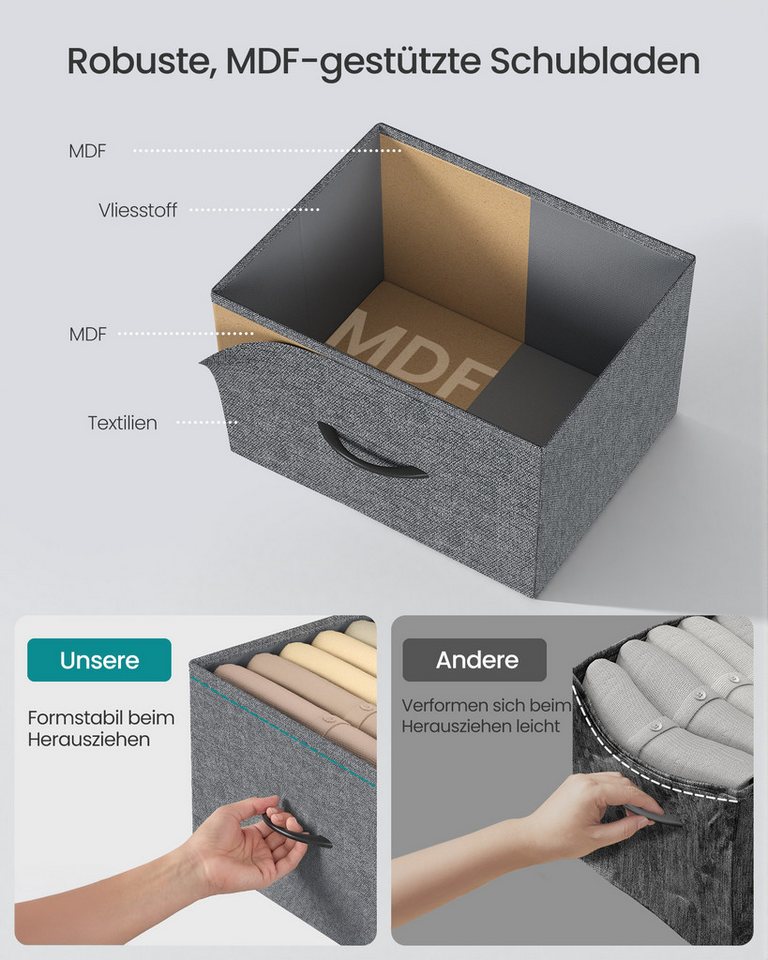 SONGMICS Kommode Schrank, Aufbewahrungsschrank, für Schlafzimmer, Flur, Wohnzimmer, Stahl, 4 Schubladen, modern – Bild 4 von 5