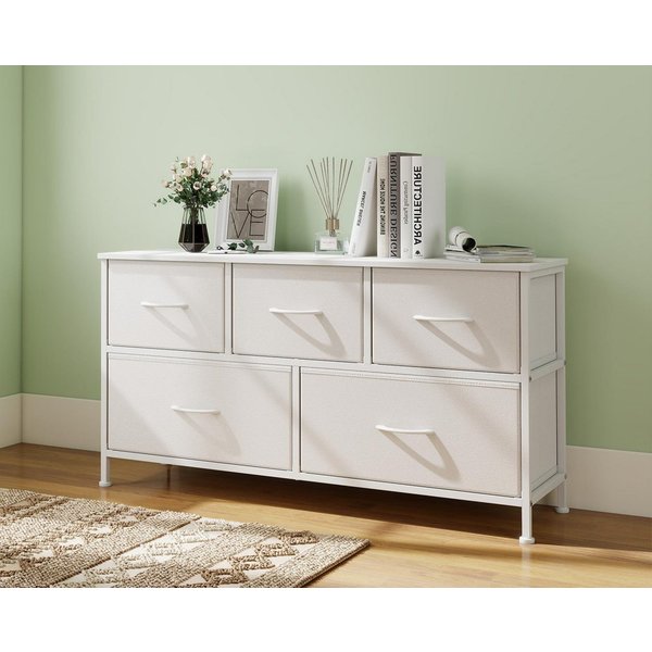SONGMICS Kommode Schrank, Aufbewahrungsschrank, für Schlafzimmer, Flur, Wohnzimmer, Stahl, 5 Schubladen