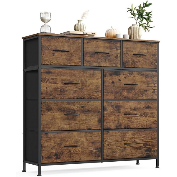 SONGMICS Kommode Schrank, Aufbewahrungsschrank, für Schlafzimmer, Flur, Wohnzimmer, Stahl, 7 Schubladen