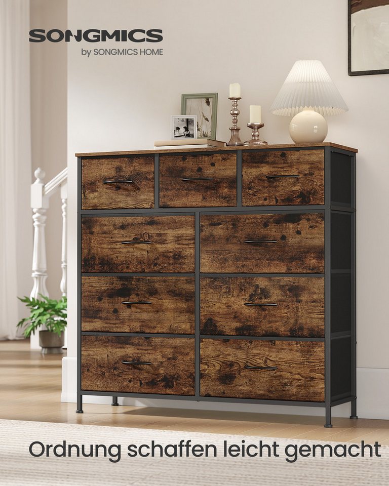 SONGMICS Kommode Schrank, Aufbewahrungsschrank, für Schlafzimmer, Flur, Wohnzimmer, Stahl, 7 Schubladen – Bild 2 von 5